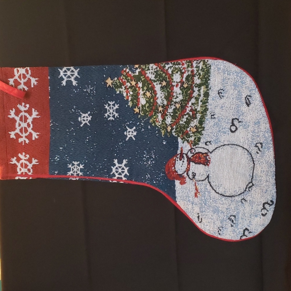 Snowman Christmas Stocking. Machine woven cotton/polyester